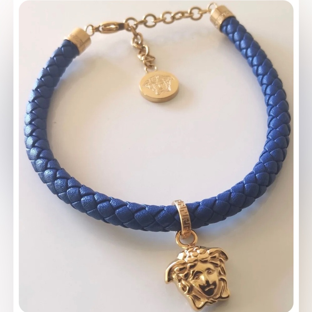 Versace Braided Leather Medusa Bracelet
